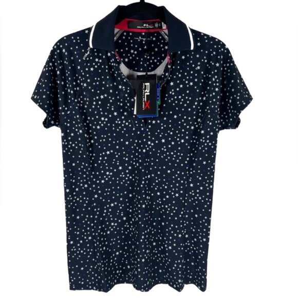 NWT RLX RALPH LAUREN Tailored Fit W Golf 5/15 Jersey Polo Shirt Star Print XS - Picture 1 of 13